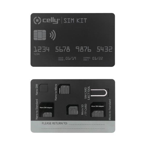 CELLY KIT ADATTATORI UNIVERSALI DA MICRO SIM A SIM, DA NANO SIM A SIM CARD E DA NANO SIM A MICRO SIM